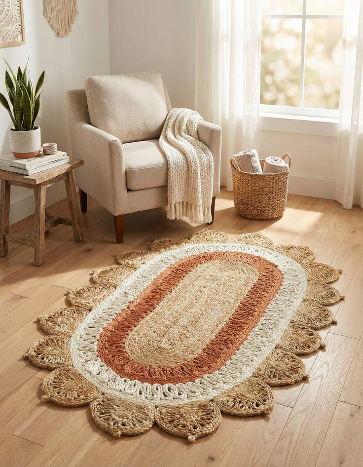 Detail image of 3' 1 x 5' 1 Handmade Braided Jute Oval Rug