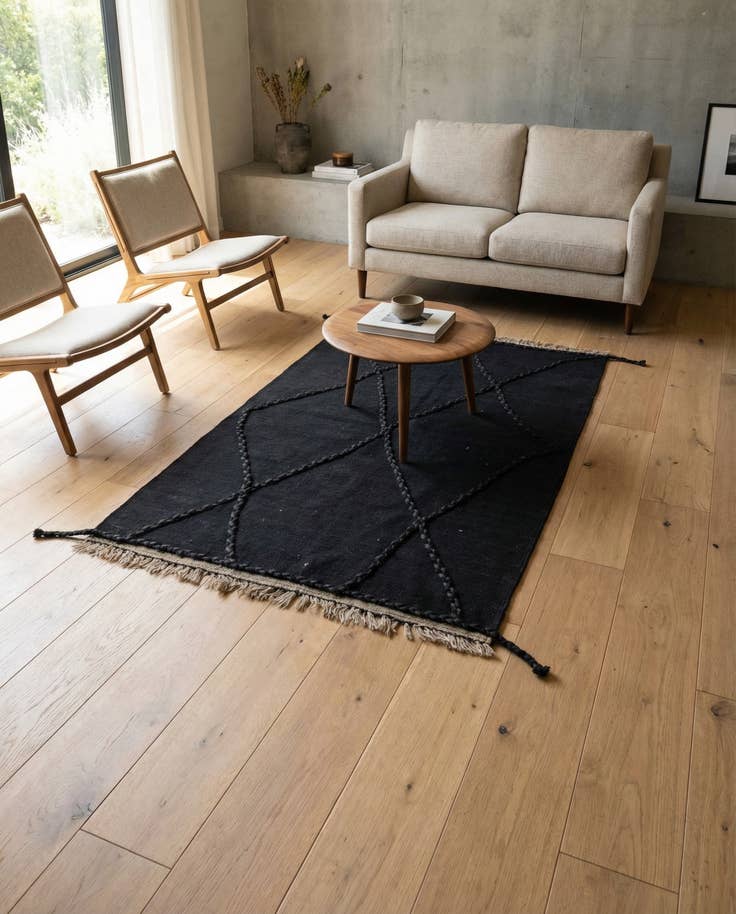 Detail image of 3' 7 x 5' 2 Hand Woven Kilim Modern Wool Rug