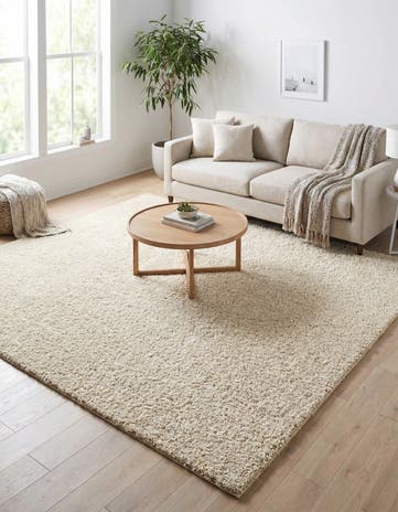 Oatmeal Beige Soft Solid Shag Square Rug