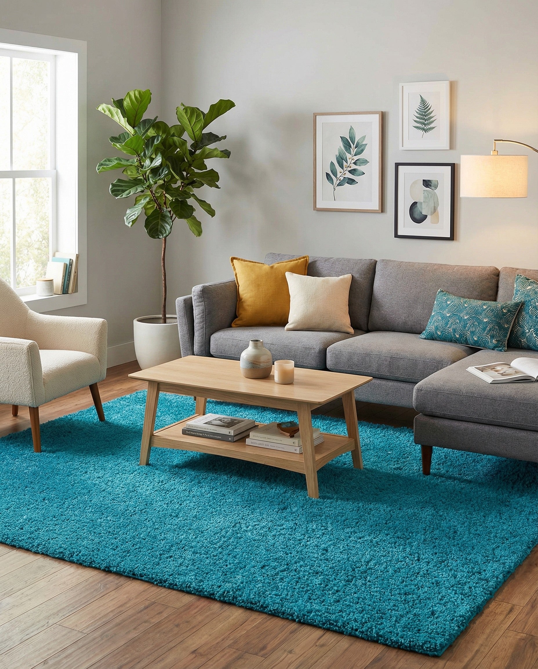 7' 10 x 11' Solid Shag Rug