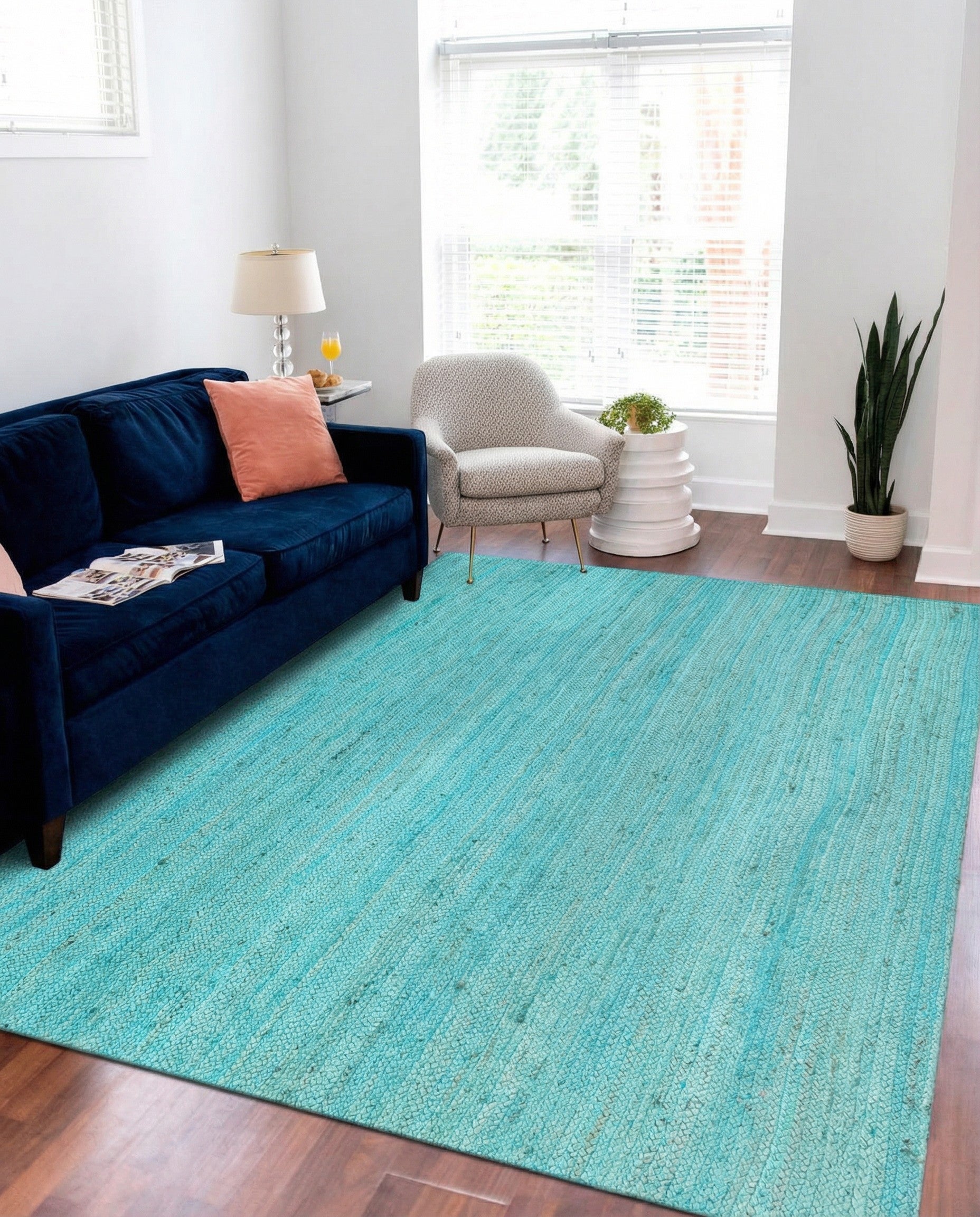 5' 1 x 8'  Hand Braided Jute Rug