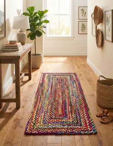 2' 7 x 6' 1 Handmade Braided Chindi Runner Rug