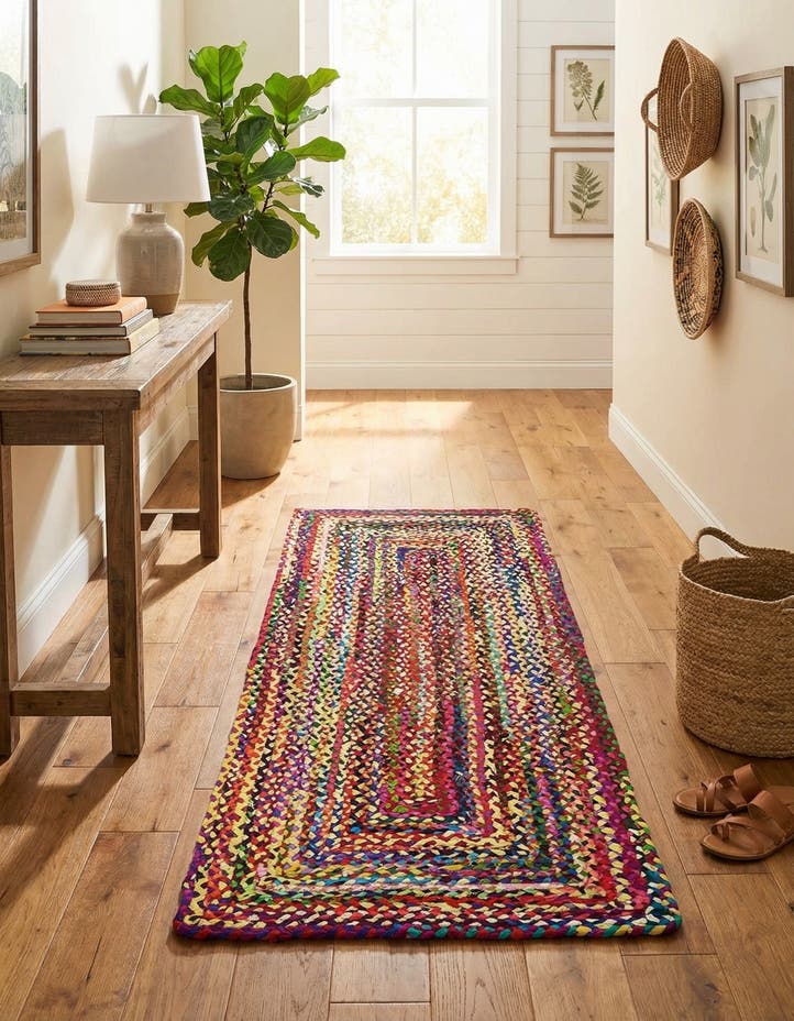2' 7 x 6' 1 Handmade Braided Chindi Runner Rug
