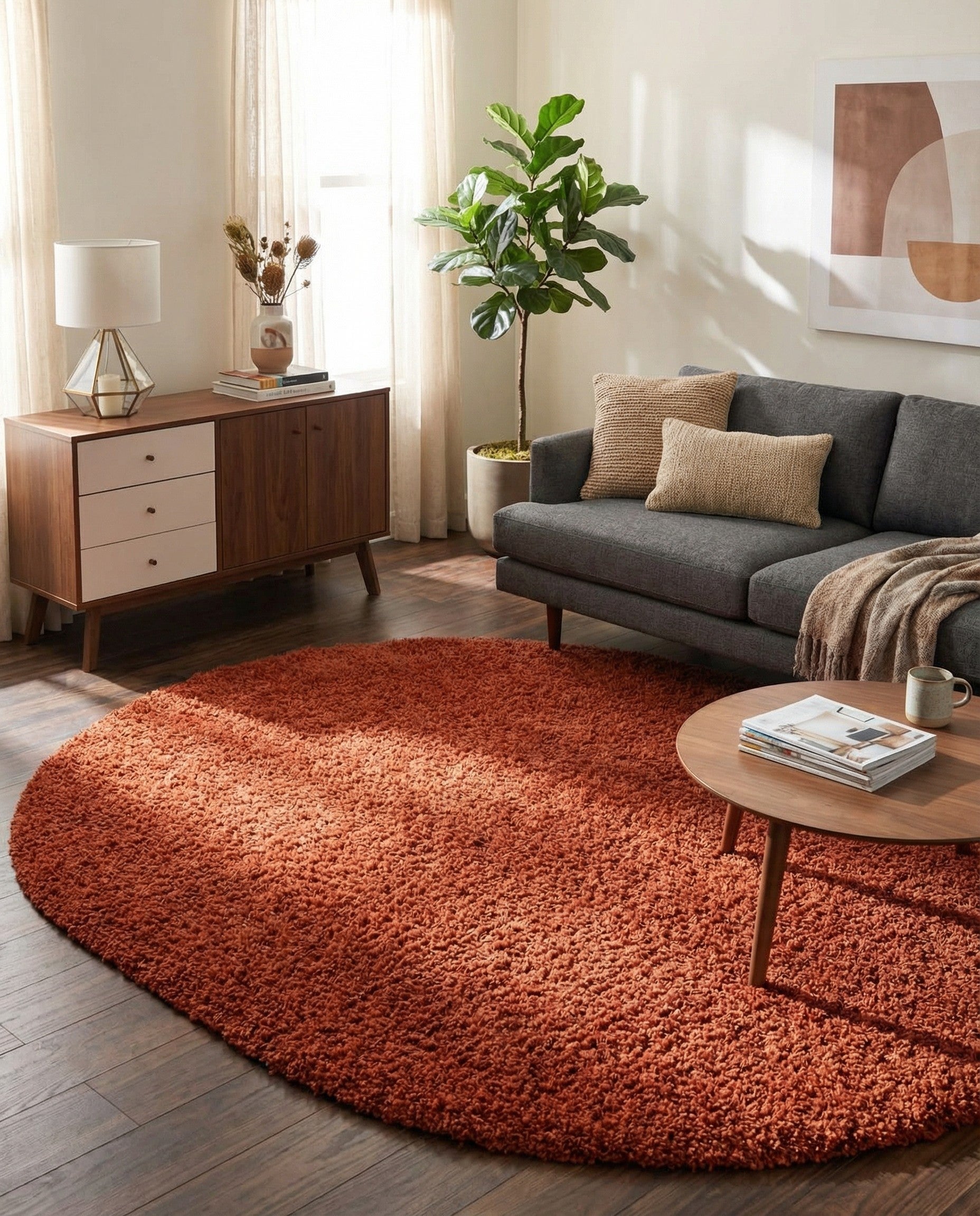 7' 10 x 10' Solid Shag Oval Rug