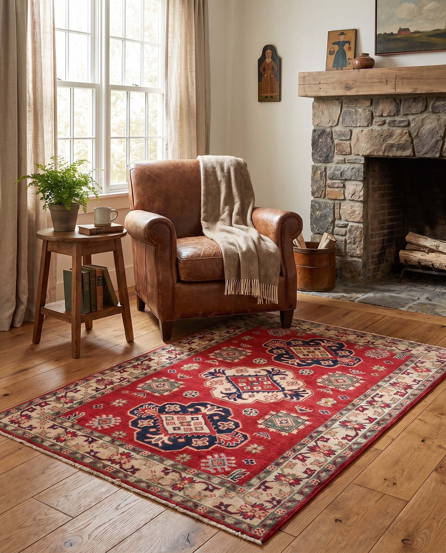 3' 5 x 4' 8 Hand Knotted Kazak Rug