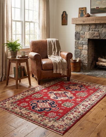 3' 5 x 4' 8 Hand Knotted Kazak Rug