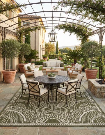 12' x 12' Easy-Clean Traditional Indoor / Outdoor Square Rug