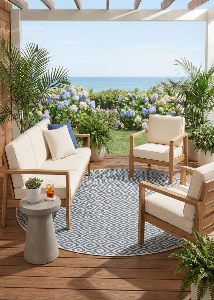 6' 7 x 6' 7 Easy-Clean Jill Zarin Costa Rica Indoor / Outdoor Round Rug