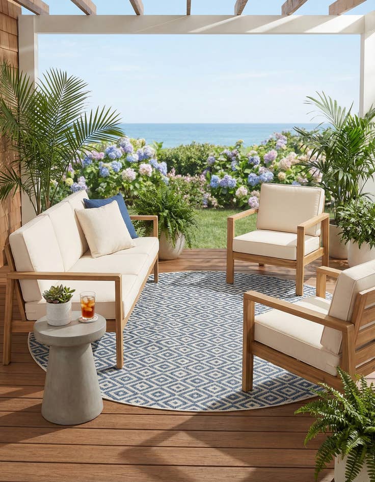 Detail image of 6' 7 x 6' 7  Washable Jill Zarin Costa Rica Indoor / Outdoor Round Rug