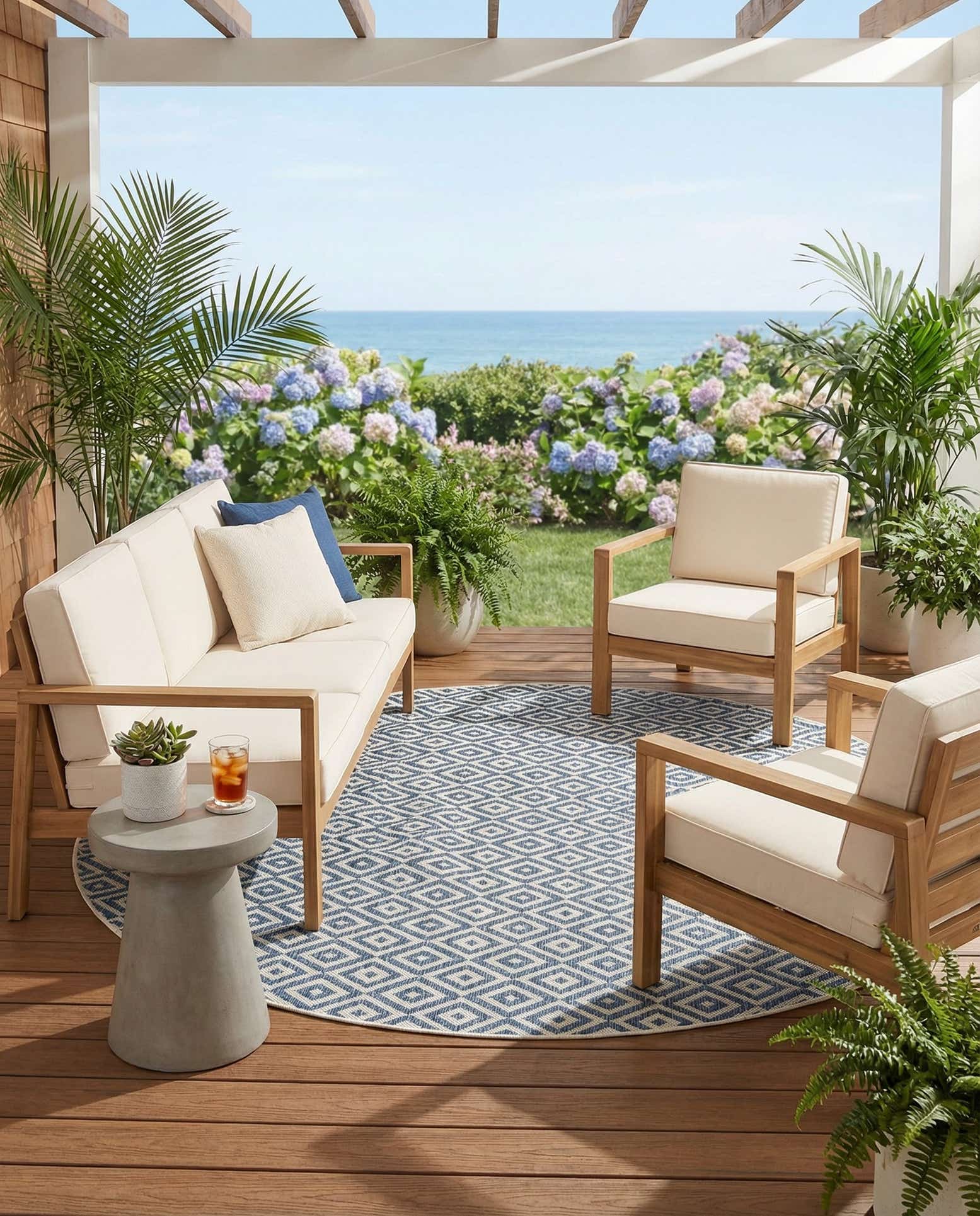 6' 7 x 6' 7 Easy-Clean Jill Zarin Costa Rica Indoor / Outdoor Round Rug