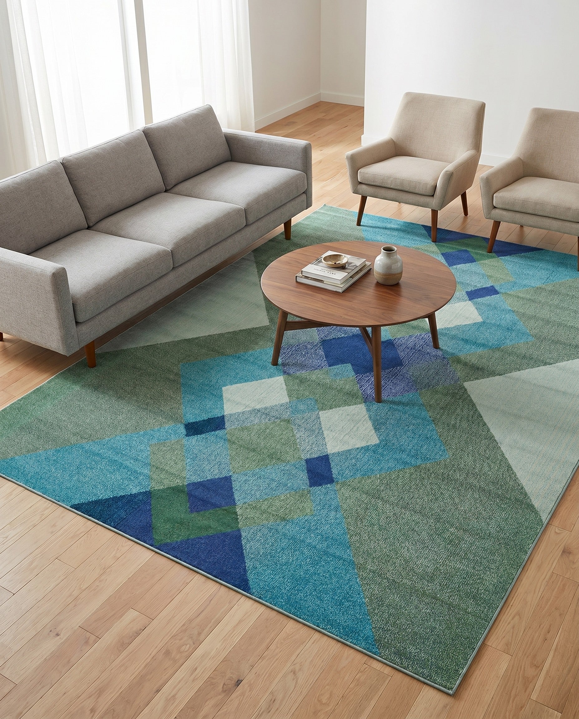 Green Washable Hyacinth Rug