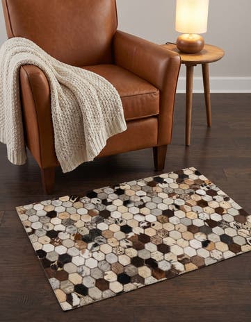 2' x 3' 1 Cowhide Leather Rug
