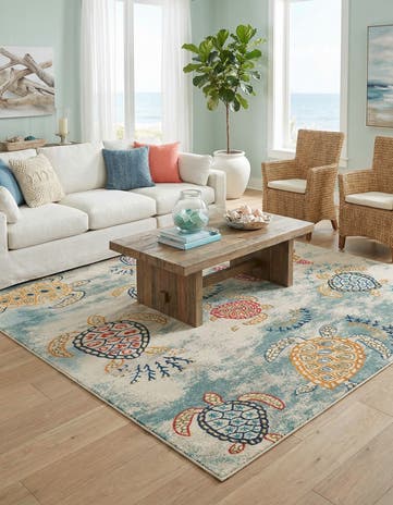 Beige Washable Amalfi Square Rug