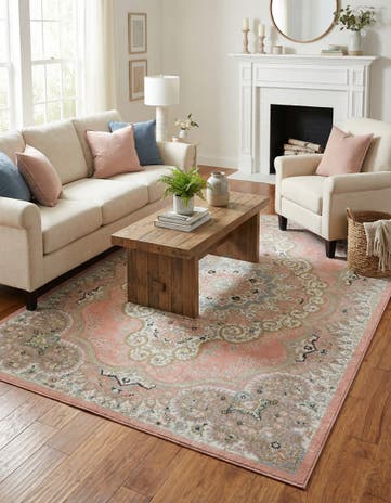 Rose Pink Kamala Washable Rug