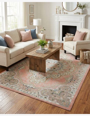 Rose Pink Kamala Washable Rug