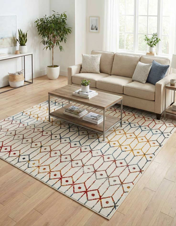 Detail image of 7' x 7' Lattice Trellis Square Rug