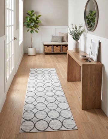 White Lattice Trellis Runner Rug