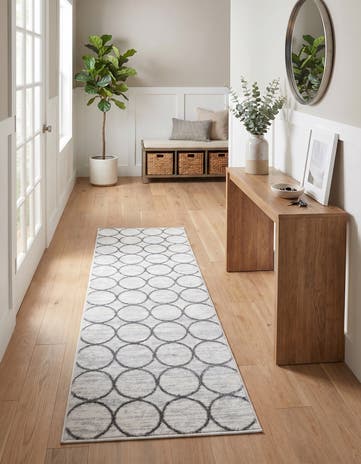 White Lattice Trellis Runner Rug