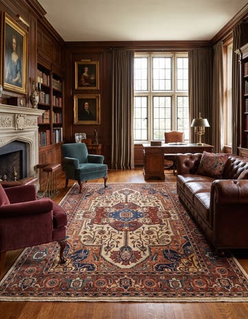 6' 9 x 9' 11 Hand Knotted Heriz Rug