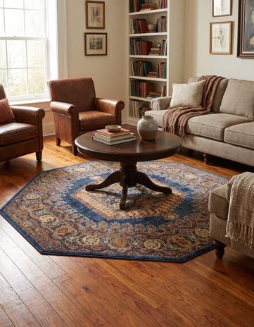 Blue Eden Octagon Rug