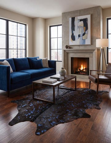 6' 5 x 6' 9 Cowhide Leather Square Rug