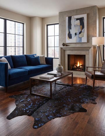 6' 5 x 6' 9 Cowhide Leather Square Rug