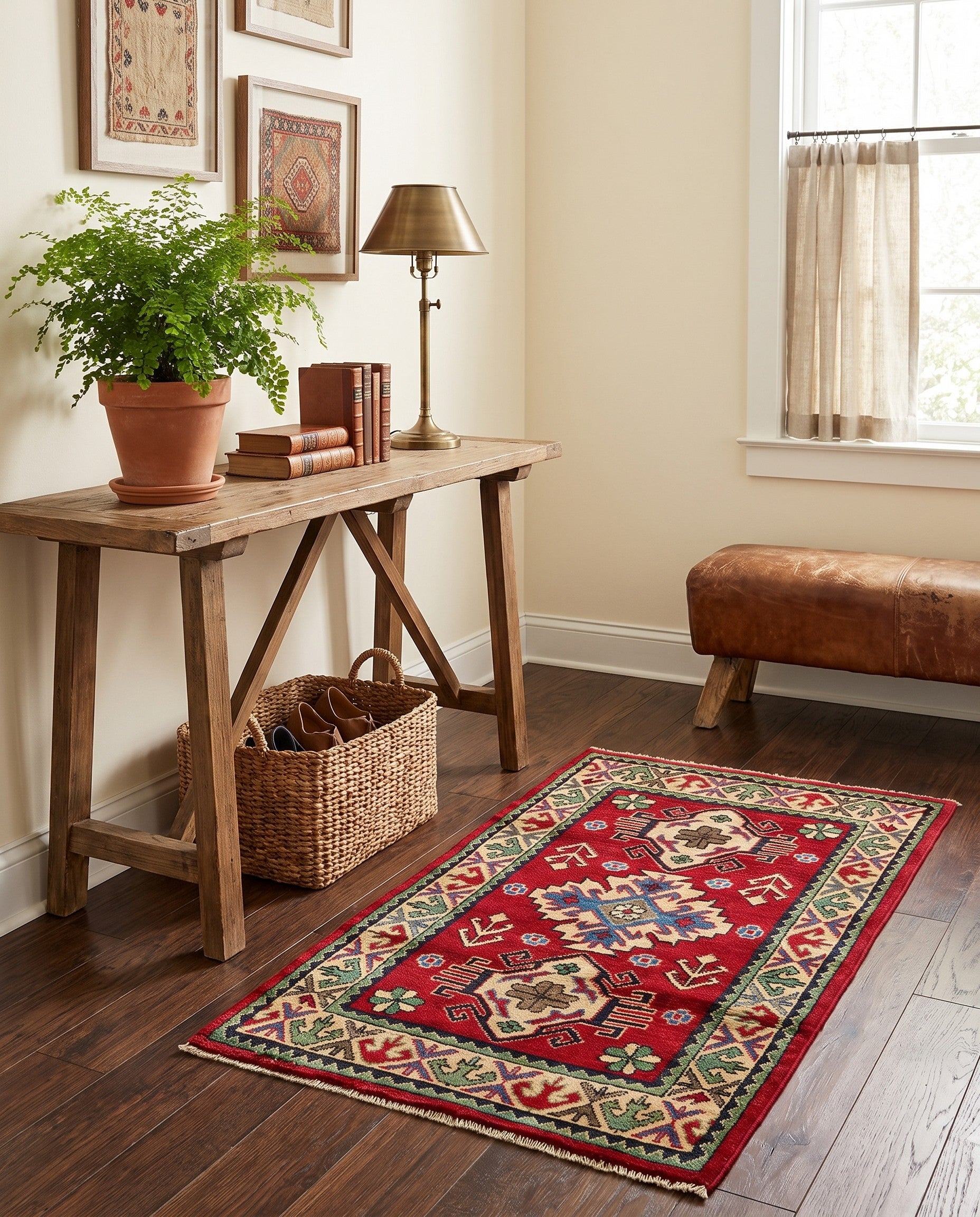 2' 1 x 3' 8 Hand Knotted Kazak Runner Rug