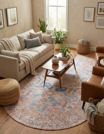 7' 6 x 10' 6 Washable Timeless Oval Rug