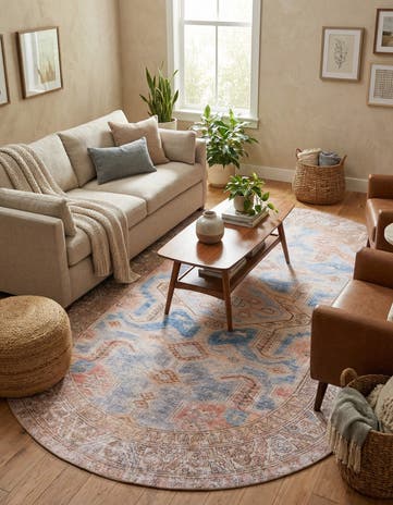 7' 6 x 10' 6 Washable Timeless Oval Rug