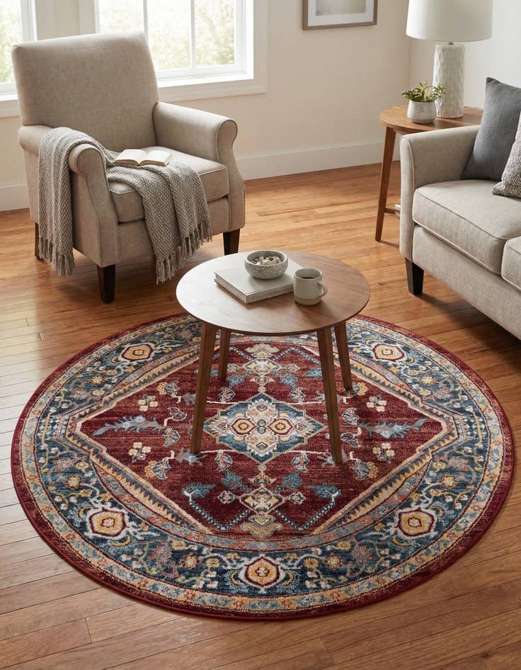 Detail image of 5' 3 x 5' 3 Kamala Washable Round Rug