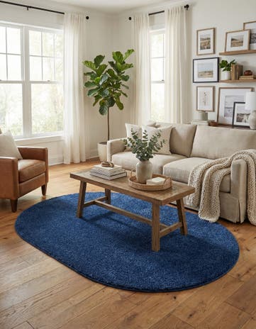5' x 8' Solid Frieze Oval Rug