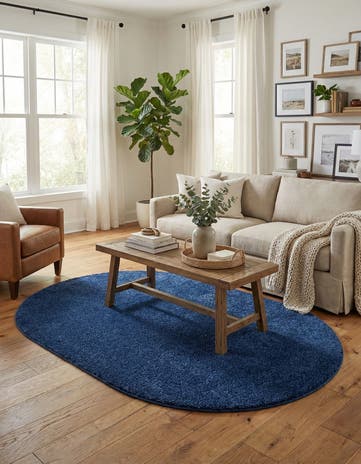 5' x 8' Solid Frieze Oval Rug