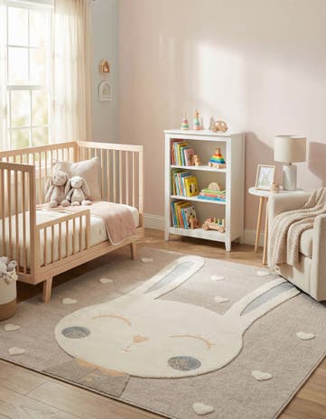 Peach Blossom Whimsy Kids Square Rug