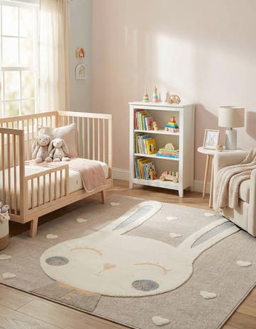 Peach Blossom Whimsy Kids Square Rug