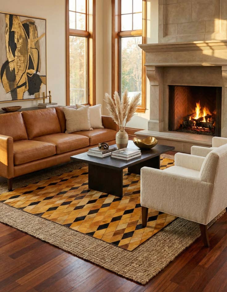 Detail image of 5' 1 x 8' Cowhide Stocks Rug