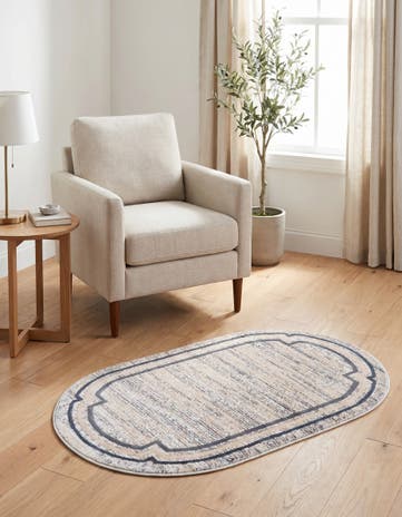 Gray Oasis Oval Rug