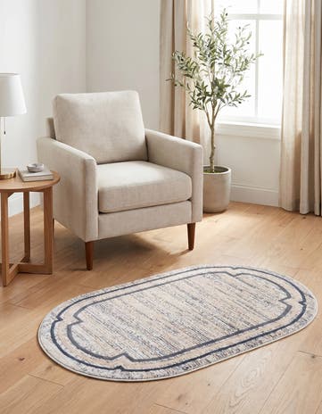 Gray Oasis Oval Rug