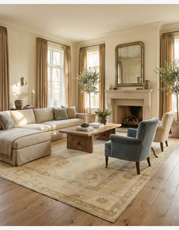 8' 11 x 11' 8 Hand Knotted Oushak Wool Rug