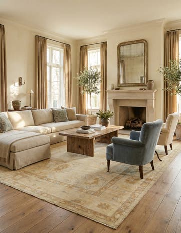 8' 11 x 11' 8 Hand Knotted Oushak Wool Rug
