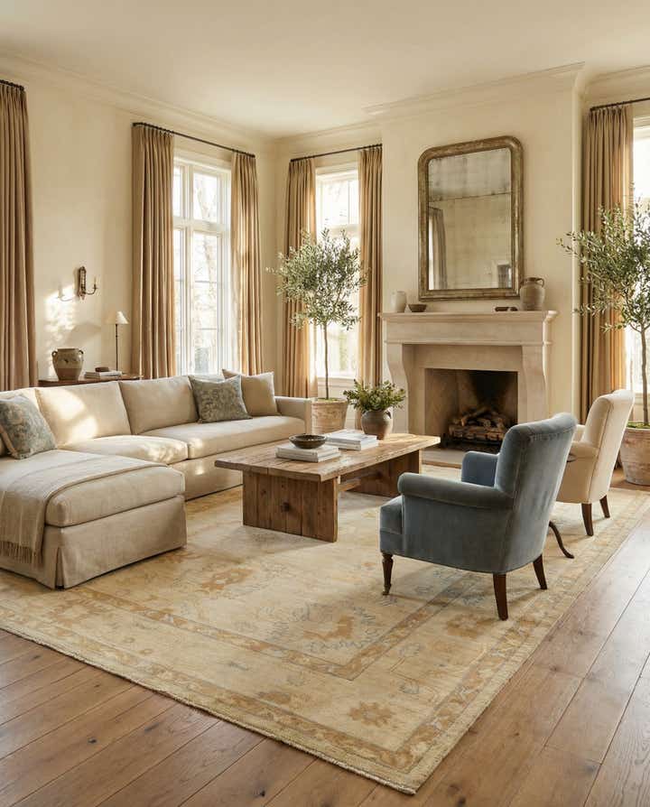 8' 11 x 11' 8 Hand Knotted Oushak Wool Rug