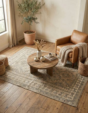 4' 10 x 6' 10 Hand Woven Kilim Maymana Wool Rug