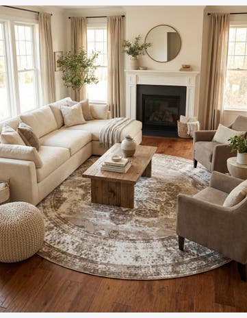 Beige Monaco Round Rug