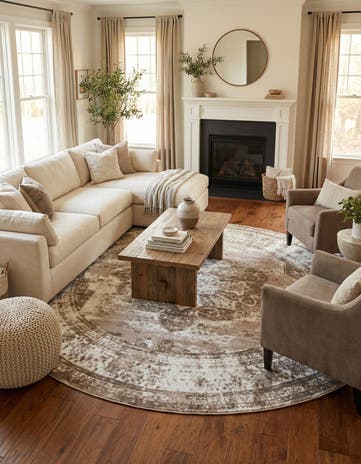 Beige Monte Carlo Round Rug