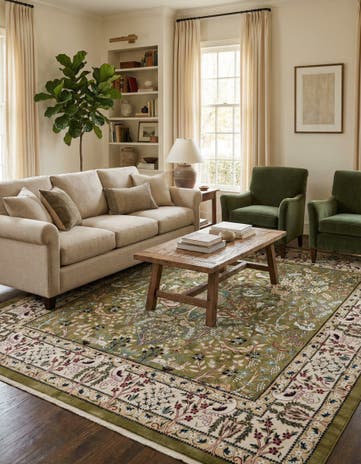 Green Nain Design Square Rug