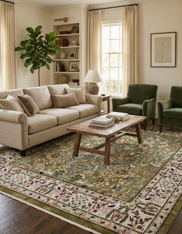Green Nain Design Square Rug