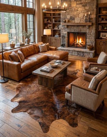 5' 11 x 7' 1 Cowhide Leather Rug