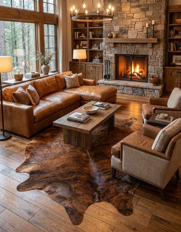 5' 11 x 7' 1 Cowhide Leather Rug