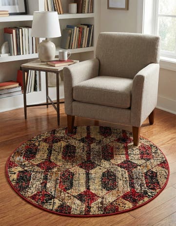 Burgundy Saturn Round Rug