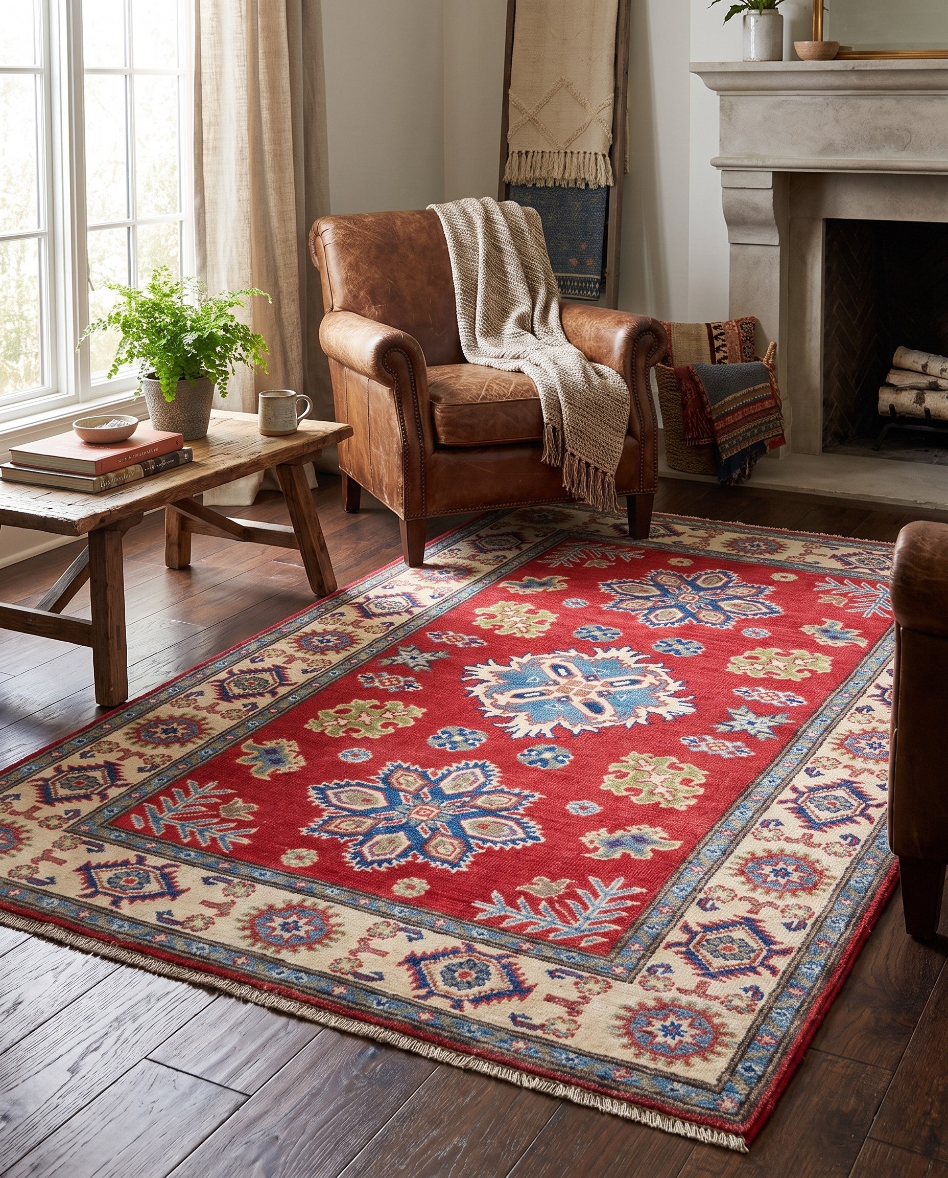 3' 3 x 4' 11 Hand Knotted Kazak Rug