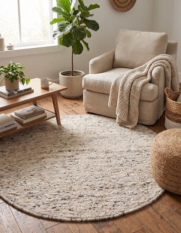 4' 9 x 4' 11 Hand Knotted Moroccan Wool Round Rug